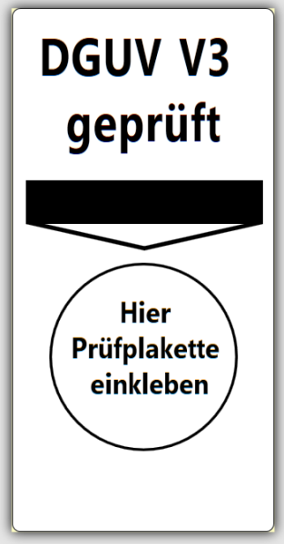 Grundplakette, Prüfetiketten, DGUV V3 Prüfplaketten, 68x34mm, PE-Folie weiß, selbstklebend, Grundeti