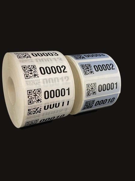 Inventaretiketten Universal Etiketten QR Code 40x15mm fertig bedruckt 4 bis 9 Stellig